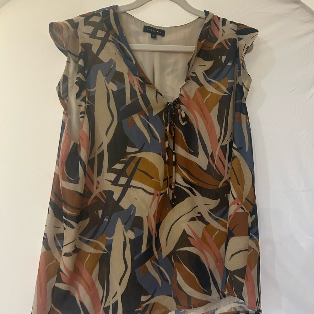 Per Se Top - Multicolor Abstract Print Sleeveless Blouse